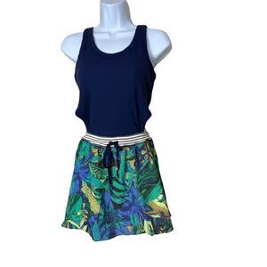 OFFLINE by Aerie Ribbed Cut Out Romper Dress Athletic Blue Womens Size Large NWT